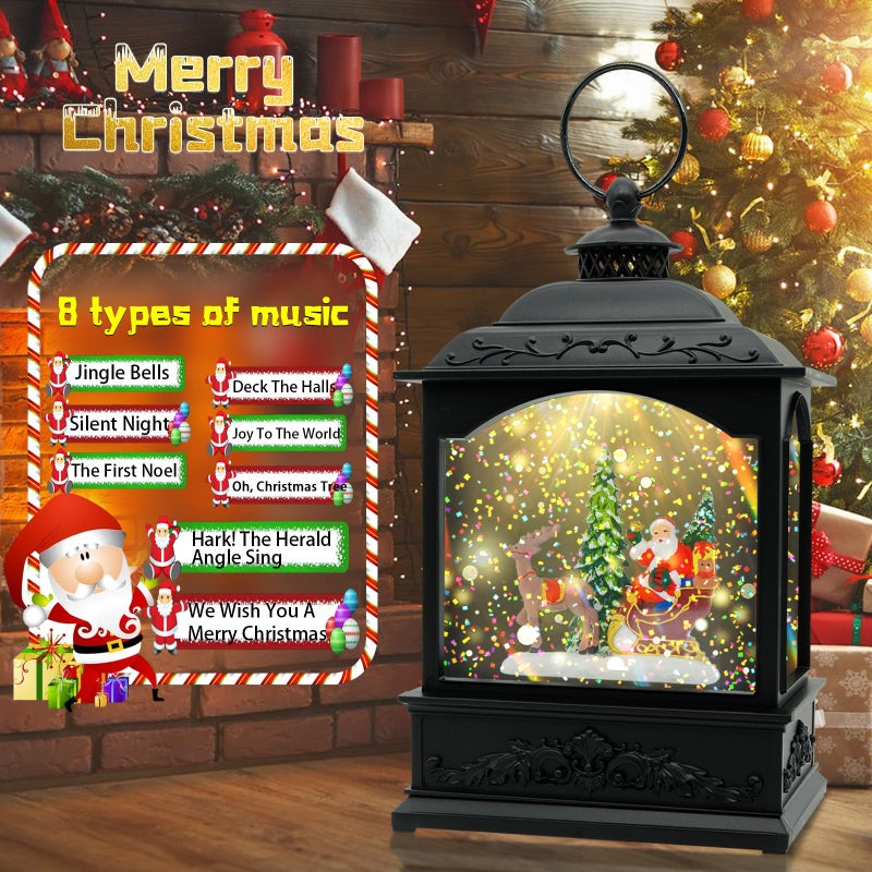 AOMIL Christmas Snow Globes Lantern  Christmas Lantern with Music & Timer  Christmas Santa Snow Globe Decoration Lantern  Battery Operated LED Glittering Globe Decoration Santa Fall Decorations for Home - Image 3